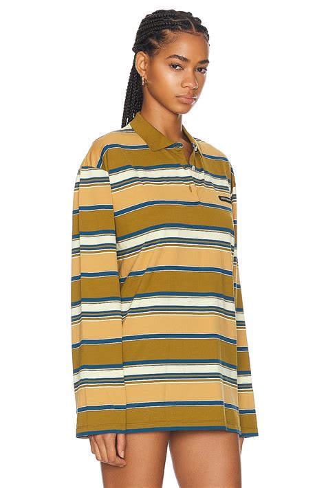 miu miu polo long sleeve|Miu Miu Long Sleeve Polo Top in Senape, Crema, & Blu .